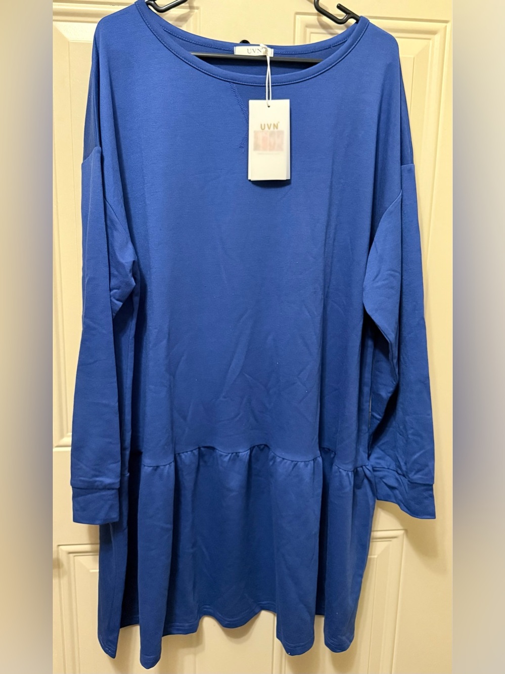UVN Royal Blue Long Sleeve Peplum Tunic Top Size 2XL